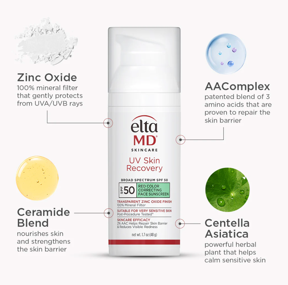 EltaMD UV Skin Recovery Red Color Correcting Green Tint Broad Spectrum SPF 50
